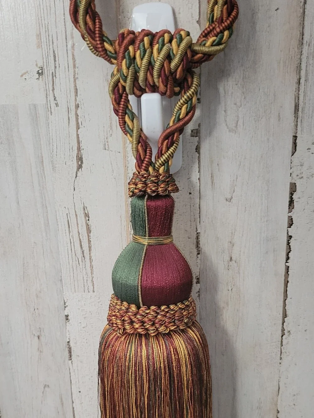 Two Large Elegant Drapery Corded Tassel Rope Tie backs